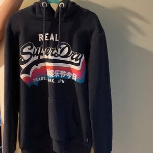 Superdry Navy Hoodie with Multicolor Logo